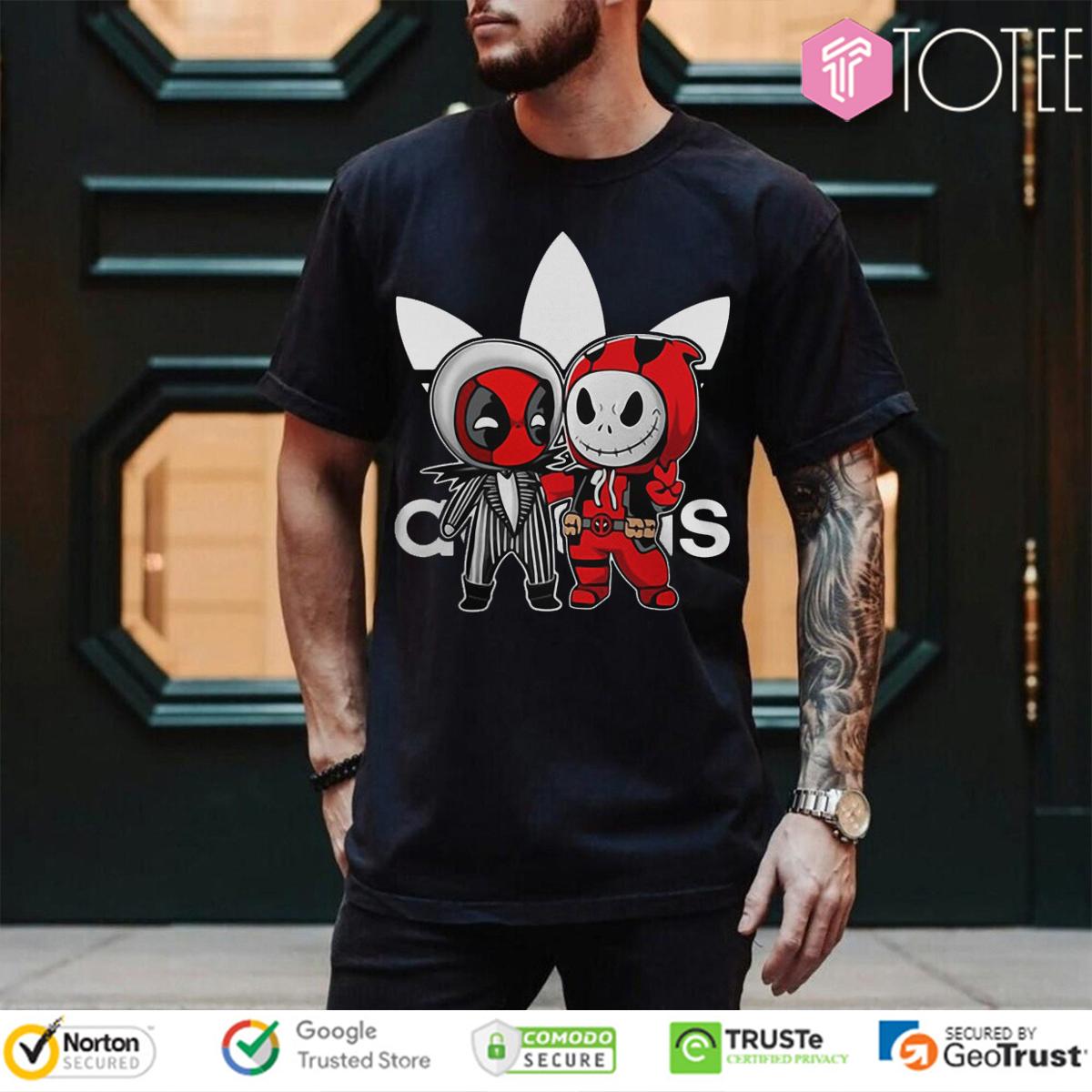 Deadpool Jack Skellington Parody Adidas Logo T-Shirt