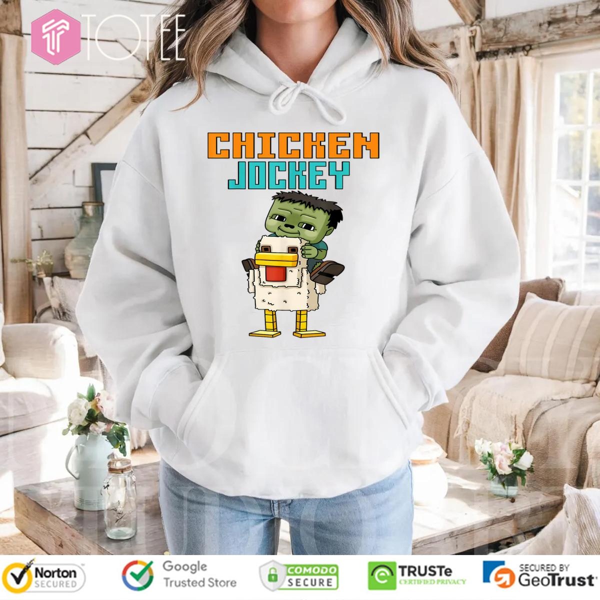 Pixel Art Gamer Chicken Jockey Zombie Cartoon Hoodie