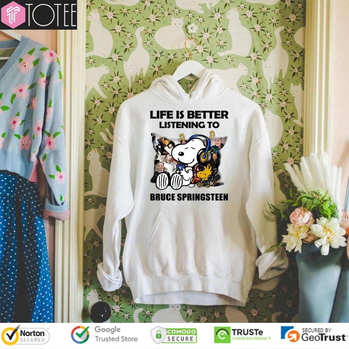 Snoopy Life Is Better Listening To Bruce Springsteen Hoodie