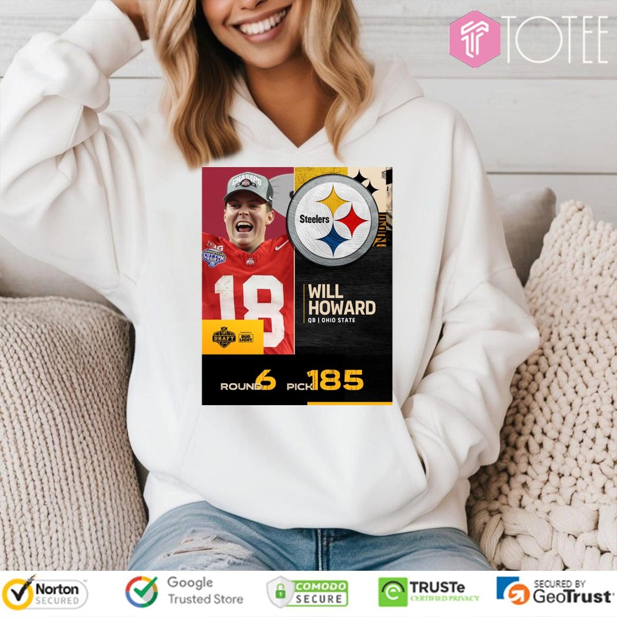 Will Howard Pittsburgh Steelers 2025 Nfl Draft Poster Hoodie